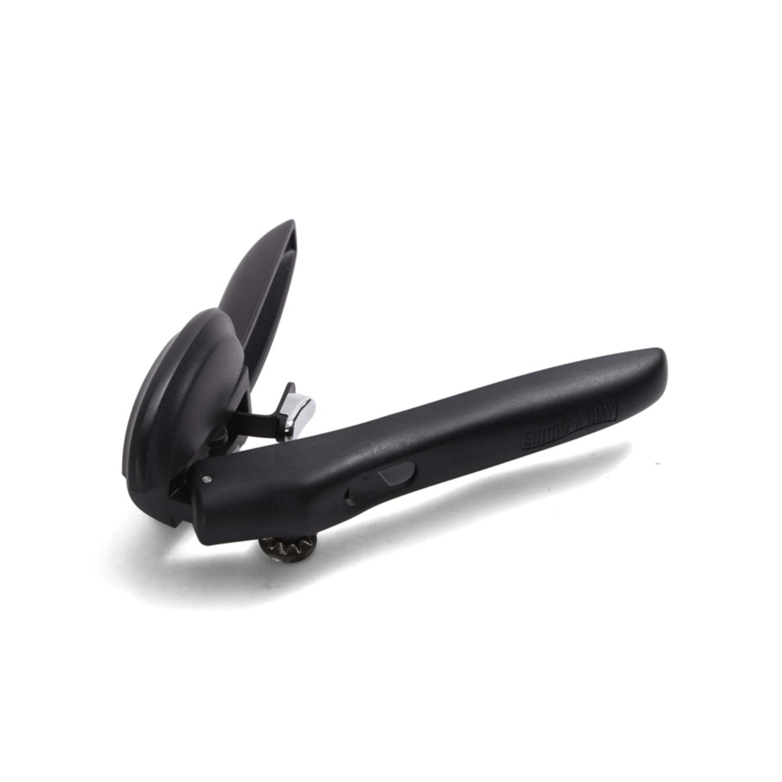 Locking Can Opener with Sharp Blade, Manual Hand Held, 2-in-1 Can and Bottle Opener, Made of Steel, Easy Turn Knob, Basic Kitchen Essentials (Black)