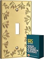 Rio Salto Floral Brushed Brass Gold 1-Gang Toggle Switch Wall Plate - Midsize 5x3.13 Decorative Metal Light Switch Cover
