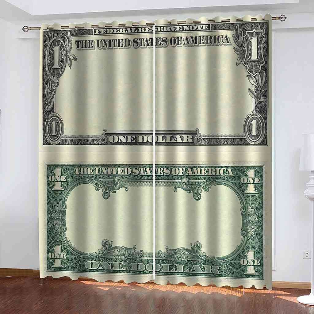 Rideau Occultant Enfant 264x160 Motif Billets Isolation Thermique
