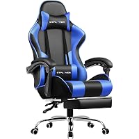 GTPLAYER Gaming Chair with Footrest, High-Back Desk/PC Chair with 140&deg; Recline, Headrest, and Armrests, Breathable PU Leather