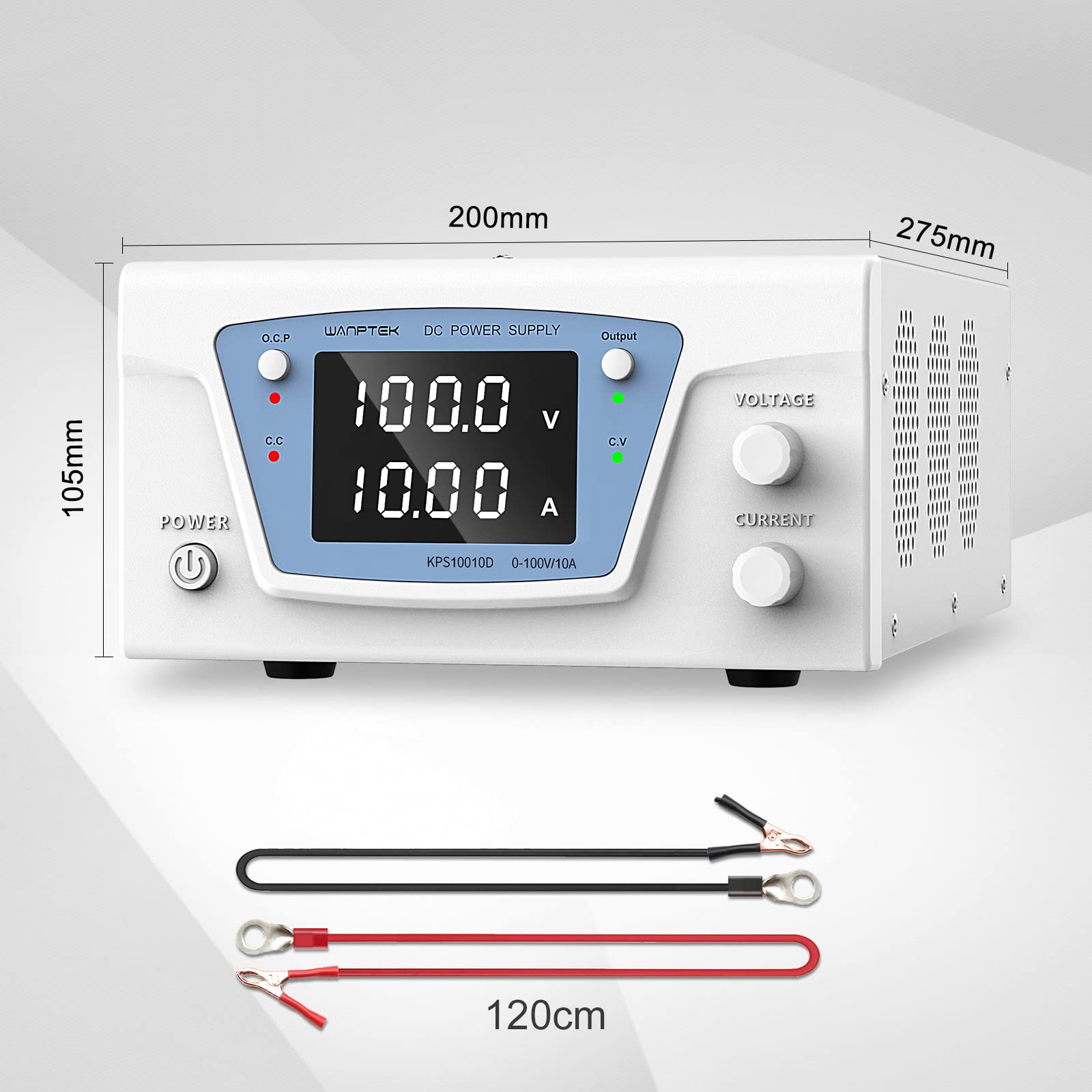 DC-Schaltnetzteil 0-100V/0-10A, Variable geregelte Stromversorgung, Labornetzteil mit Output-Taste, 4-stellige LED-Digitalanzeige mit hoher Präzision, Encodereinstellung