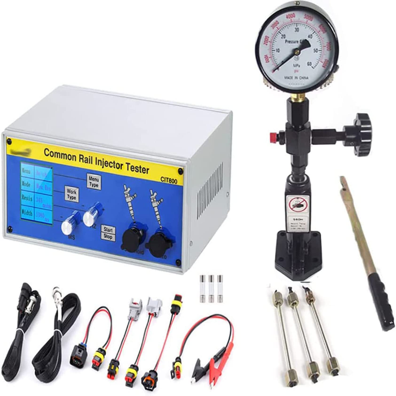 HTTGDGDH Diesel Injector Tester Compression Kit, Cit800 Common Rail Injector Tester, Multifunctional Detector Diesel Electromagnetic Injector Tester,