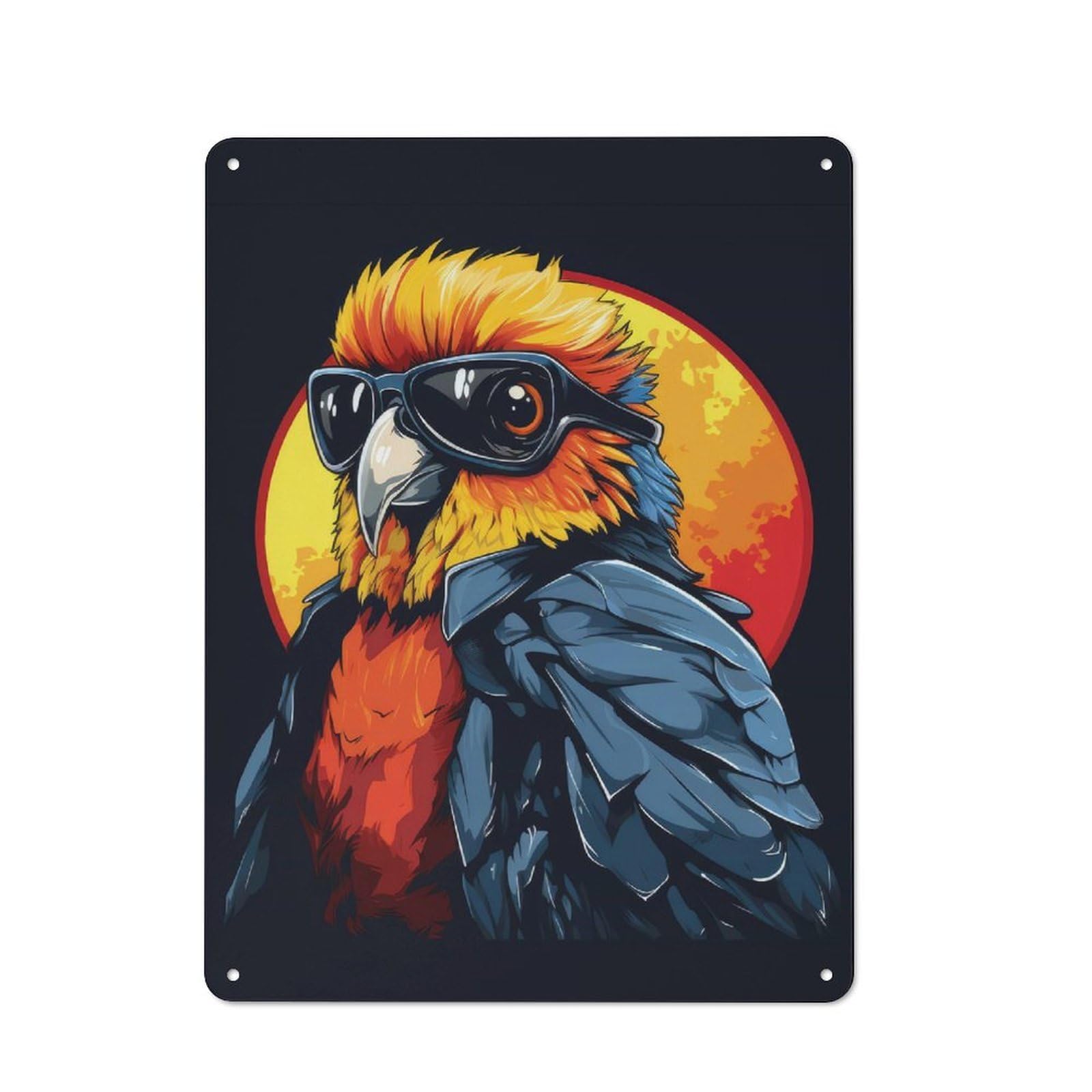 Junmoney Retro Parrot In Sunglasses Vintage Vintage Metal Sign 40X30cm, Pub Wall Decor For Cafe, Pub, Workshop Or Home Bar