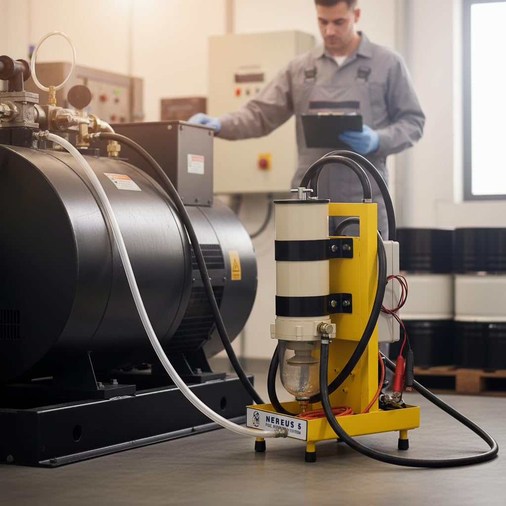 Nereus 15 Unità Filtrazione Diesel a 12V e 230V, 10 micron, Flusso 15 l/min | Accessorio gasolio, per diesel, portata 15 l/min, alimentazione 12V