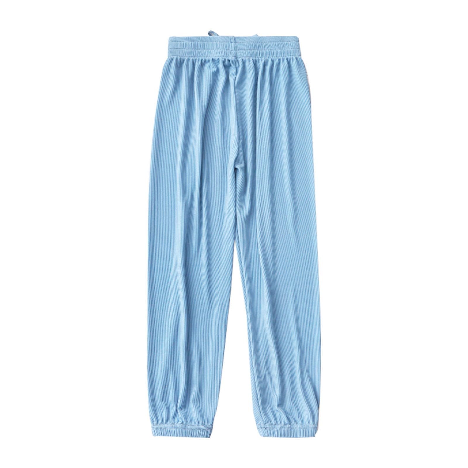 Kids Toddler Baby Girls Soft Casual Pants Leggings Bottoms High Waist Summer Thin Conditioning Pants (Blue, 5-6 Years)