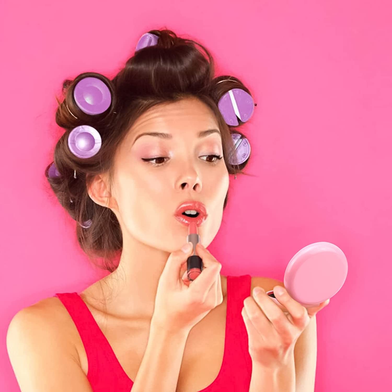 Faltbare Reise-Spiegel-Haarbürsten, rund, faltbar, Mini-Haarkamm, kompakte Reisegröße, Haarmassagekamm für Damen und Mädchen, 5 Farben, 10 Stück