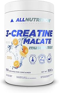 ALLNUTTRITION Tri Creatine Malate Powder Supplement - Creatin Monohydrat Pulver & Apfelsäure mit Taurin & Vitamin B6 - Leistungssteigerung und Muskelaufbau - 500g Orange
