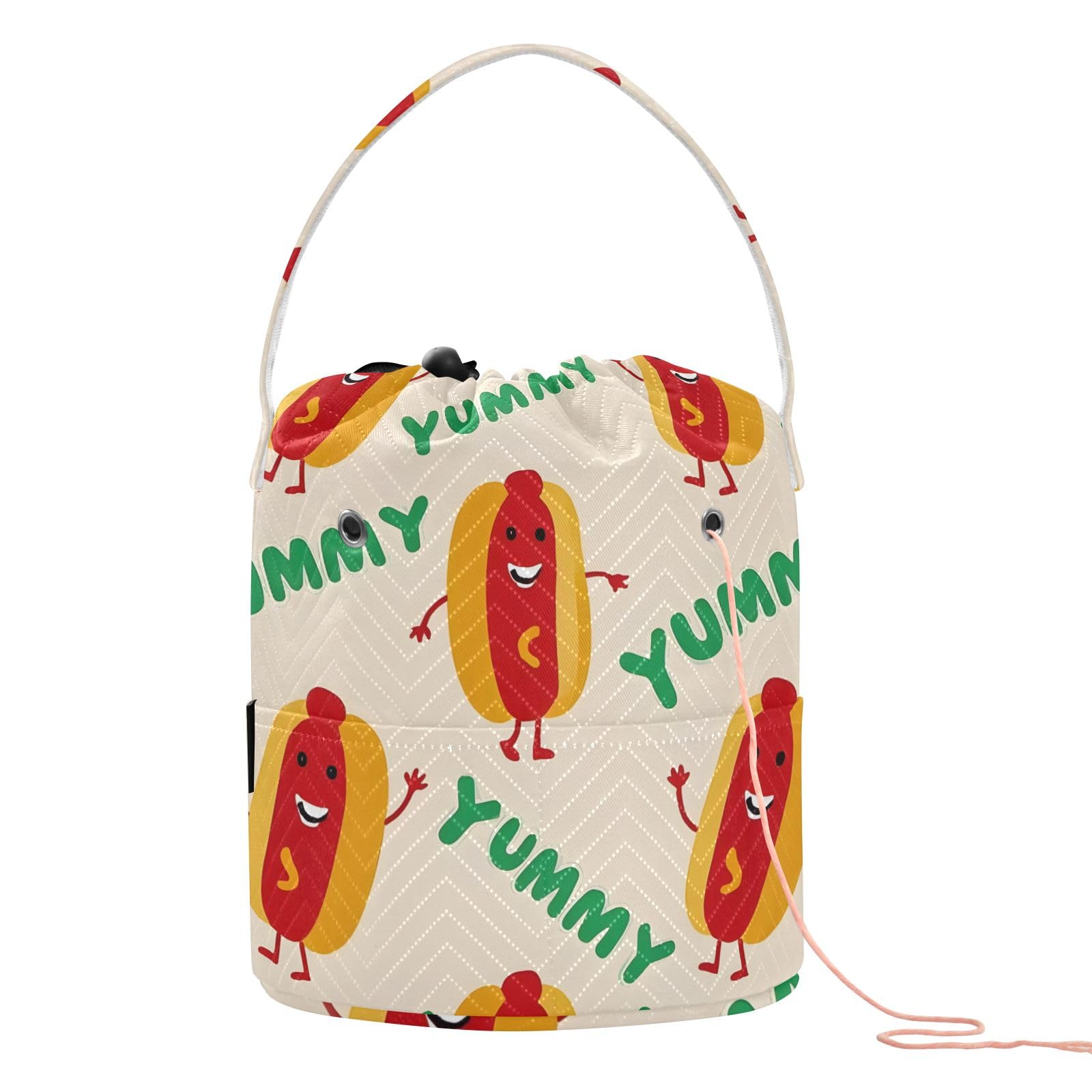 Yarn Storage Bag Small Crochet Bag Knitting Bag Organizer Cartoon Hot Dogs Yarn Bags for Crocheting Basket