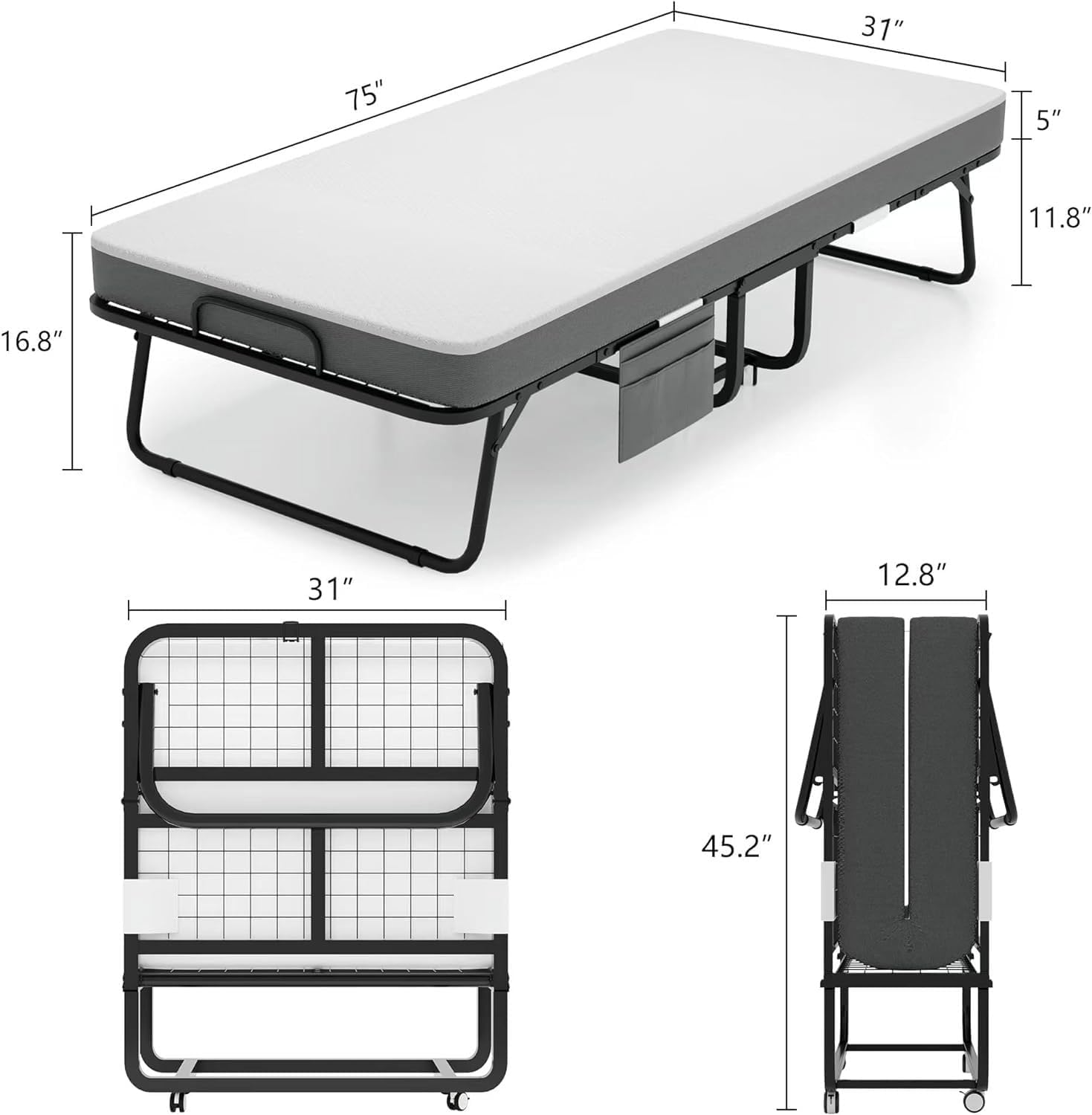 Step-by-step guide for easy assembly and storage of the folding bed