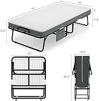 Vista 3 de Folding Bed with Mattress - Portable Foldable Roll Away Adults Bed for Guest, 5-Inch Thick Luxurious Memory Foam, Space Saving Fold Up Bed with Dust