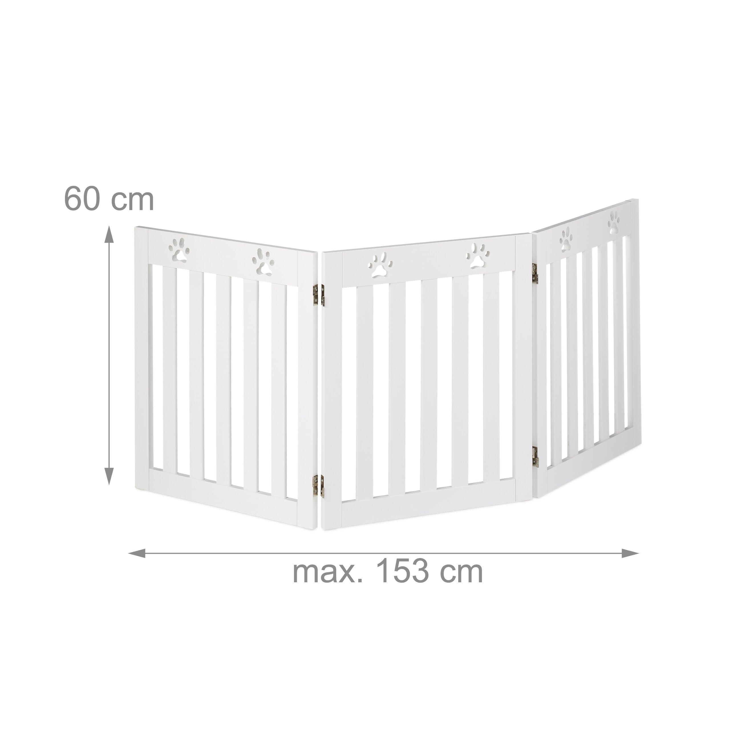 Relaxdays Valla Seguridad para Perros, Barrera de Escalera, Reja Protectora Autónoma, 60 x 153 cm, MDF, Plegable, Blanco, Tablero de Fibras