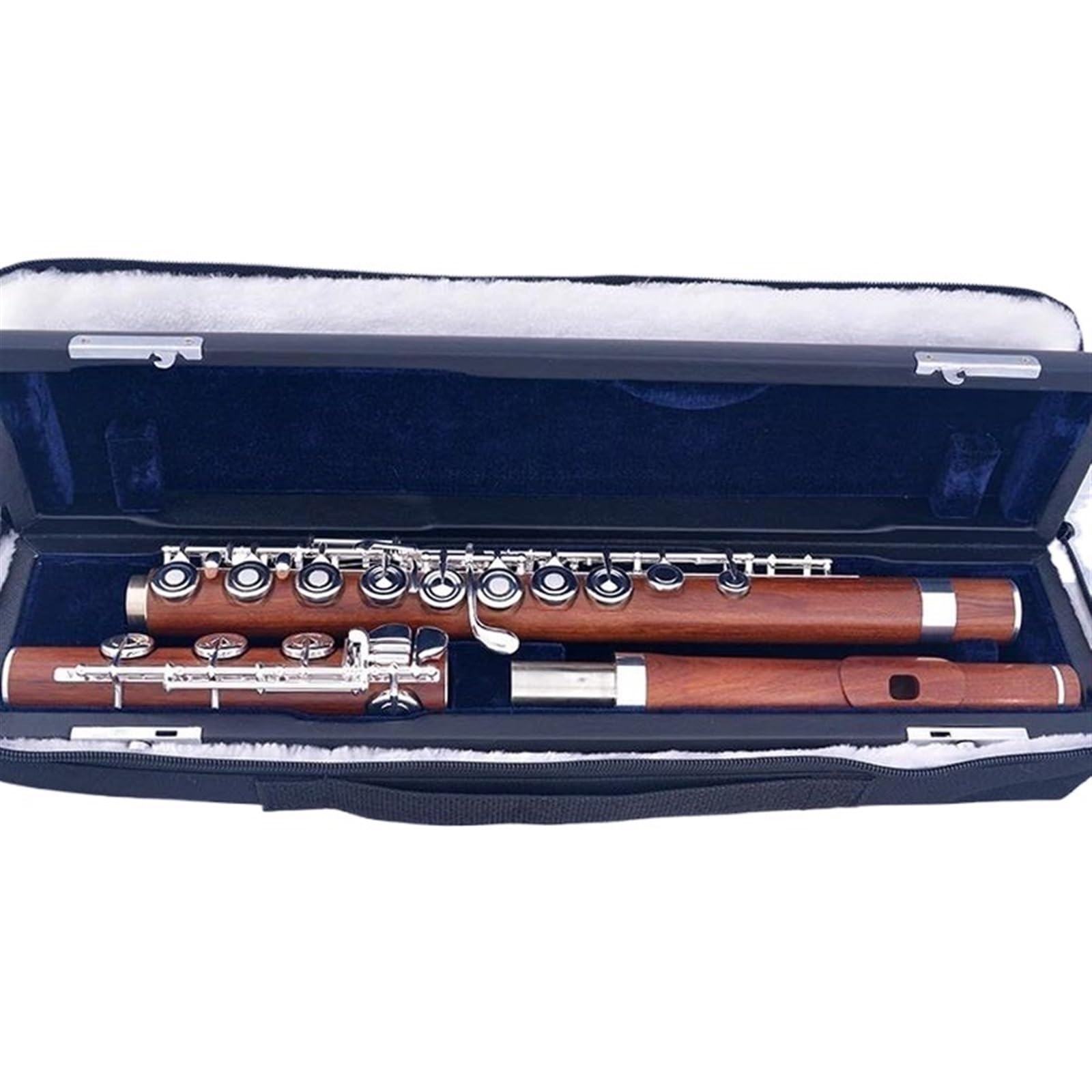 Flauto A 17 Fori Aperti In Sequoia/ebano Placcato Argento Con Chiave E In Palissandro Professionale(Rosewood)