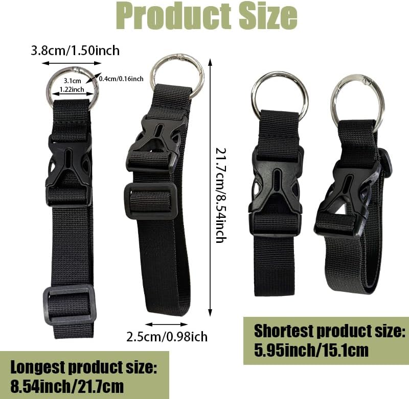 3PCS Luggage Straps, Luggage Straps for Suitcases, Adjustable Suitcase Belt with Ring Hooks, Heavy Duty Travel Carry Strap for Backpack, Easy to Carry Extra Bags, Hands Free Travel Accessories (Black)