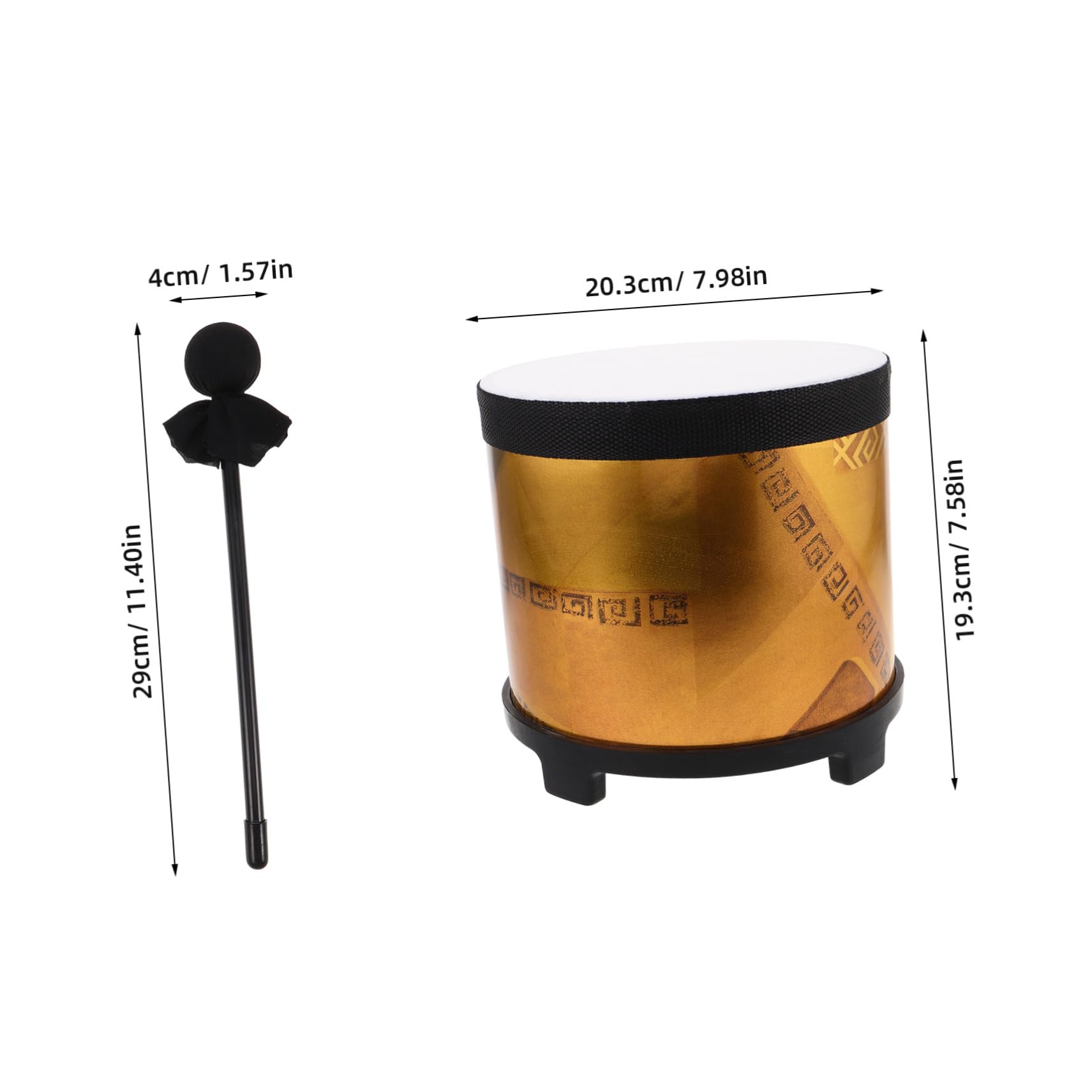 Instrumento de Percusión Infantil de Suelo para Aprendizaje Temprano | 1 Juego con Mazo, Abs, Telas y Pu, para Clases de Música en Interior, Color Dorado