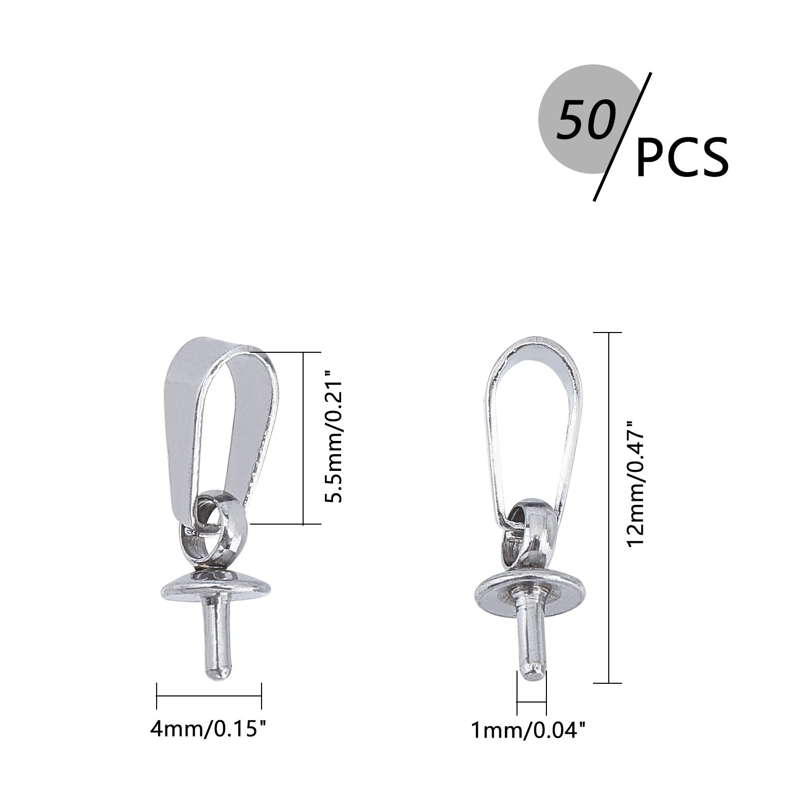 Lot 50 Breloques Acier Inoxydable Demi-Trou – Embouts Perles & Connecteurs Pour Bijoux DIY