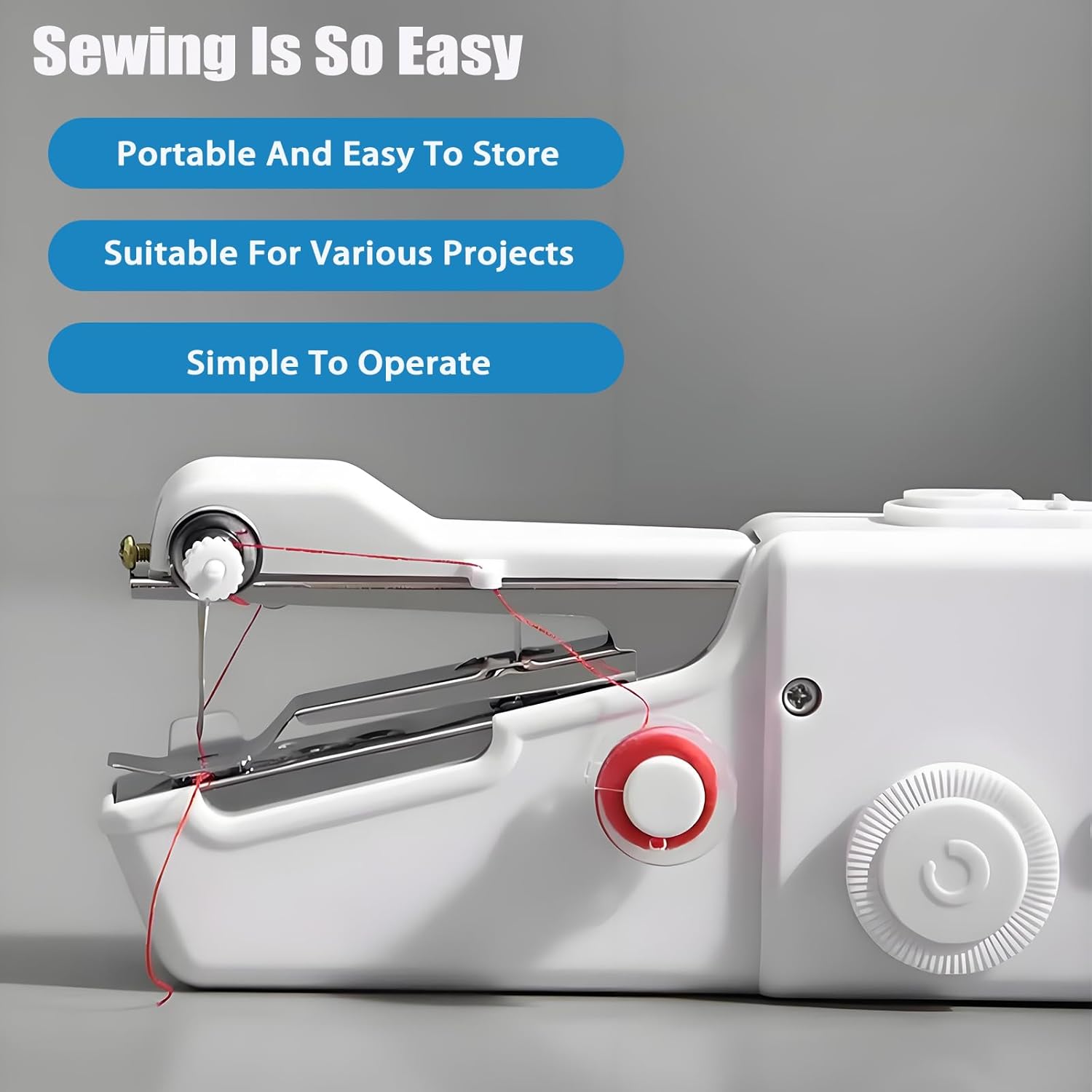 Portable Handheld Sewing Machine, Mini Electric Sewing Machine for Home Travel, Quick Fabric Repair, DIY Crafts, Lightweight Manual Sewing Kit with Accessories(Batteries Not Included) - Image 3