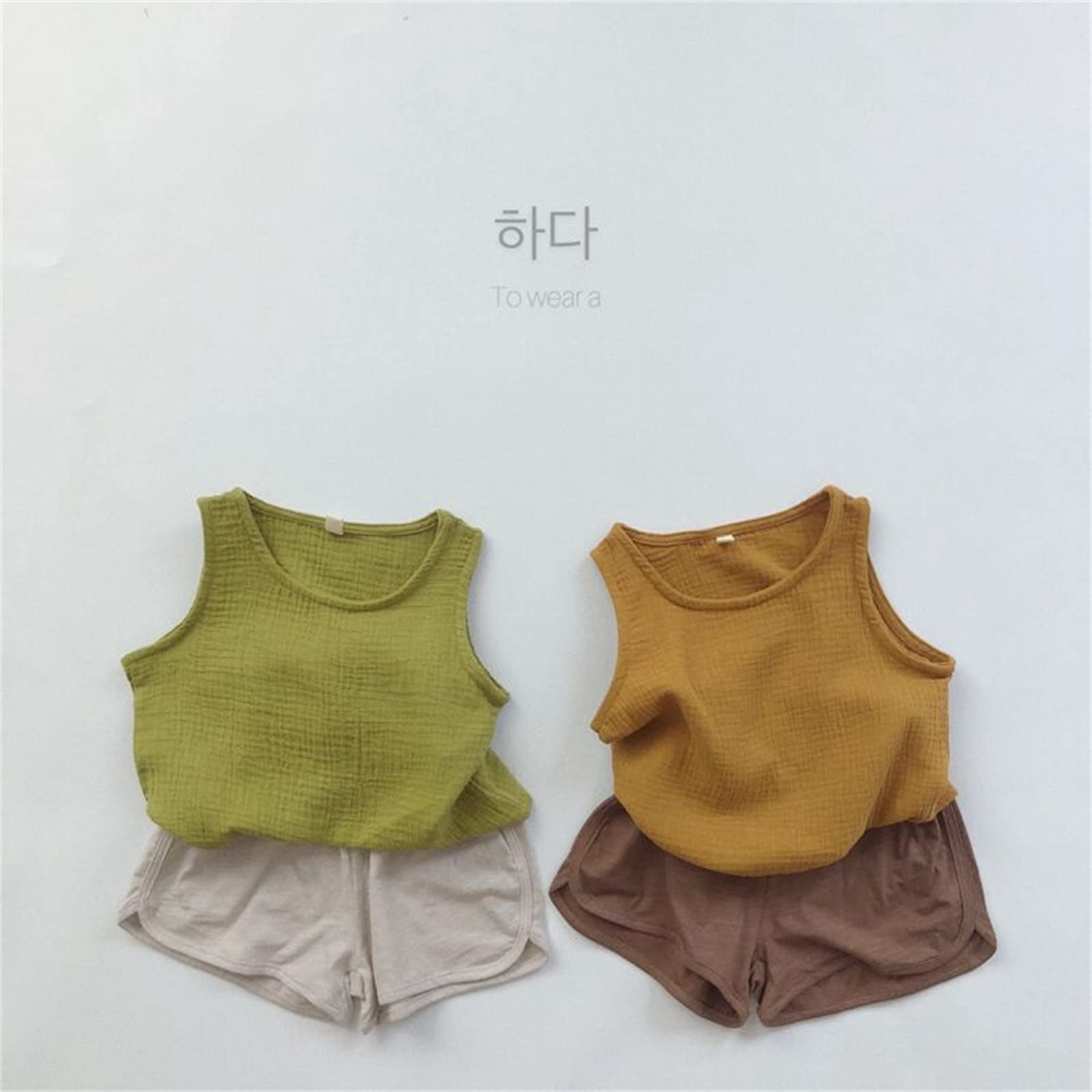 Kids Toddler Baby Unisex Spring Summer Solid Sleeveless Soft Vest Outfits Toddler Tie Dye (Mint Green, 12-18 Months)