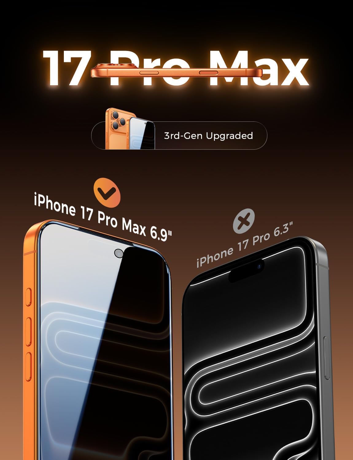 MAGIC JOHN 3rd Gen iPhone 17 Pro Max Privacy Screen Protector 6.9 Inch 2 Pack