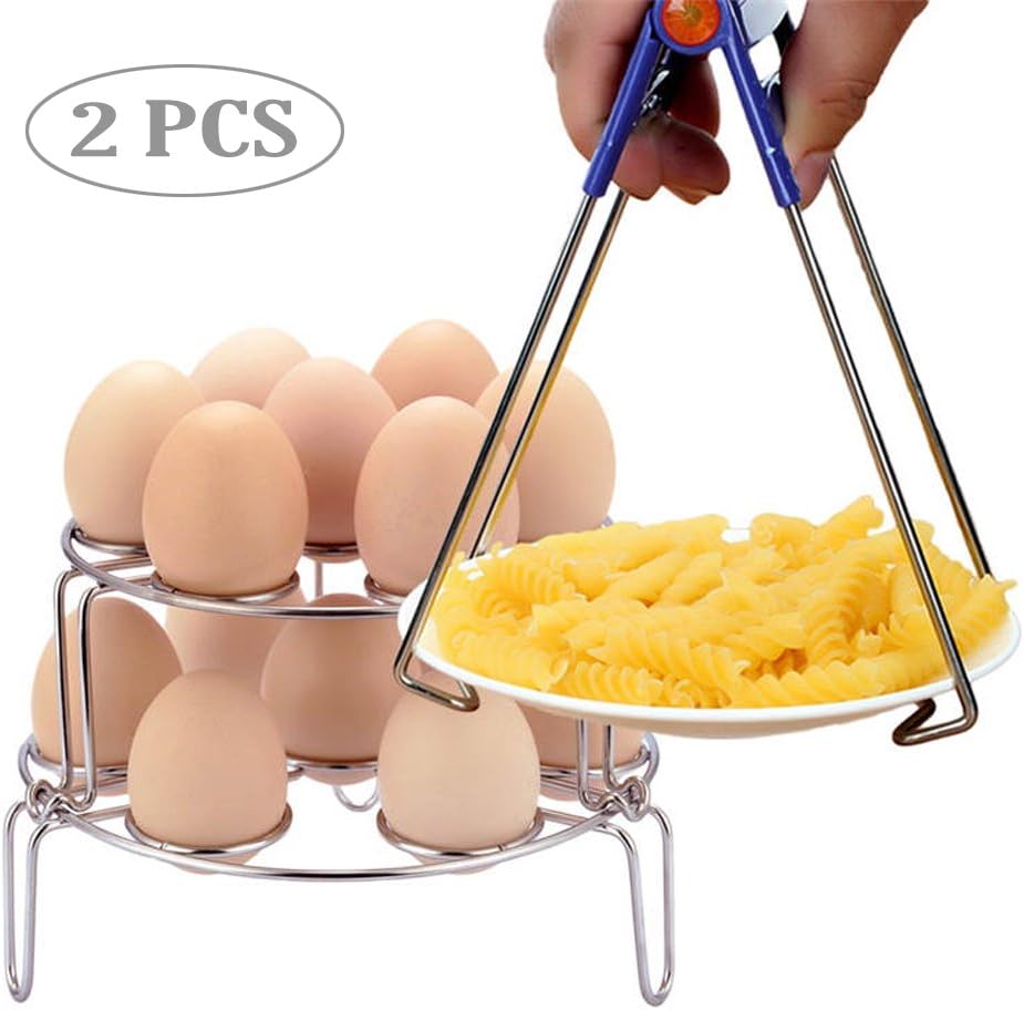2 Pack Food Steamer Rack For Steamers, Stock & Pasta Pots, Stackable Stainless Steel Egg Cooker Rack, Multipurpose Cookware Vegetable Steamer Rack Stand Holder, For Seafood, Potatoes, Meat, Fis
