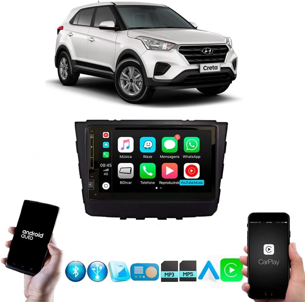 Central Multimídia MP5 Hyundai Creta 2016 2017 2018 2019 2020 Carplay