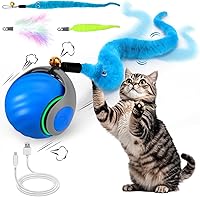 Vista 1 de Interactive Cat Toy Ball - Speedy Cat Toys for Indoor Cats with Feather Tails for Chasing, Moving Stimulation Smart Cat Toy for Enrichment, Motion