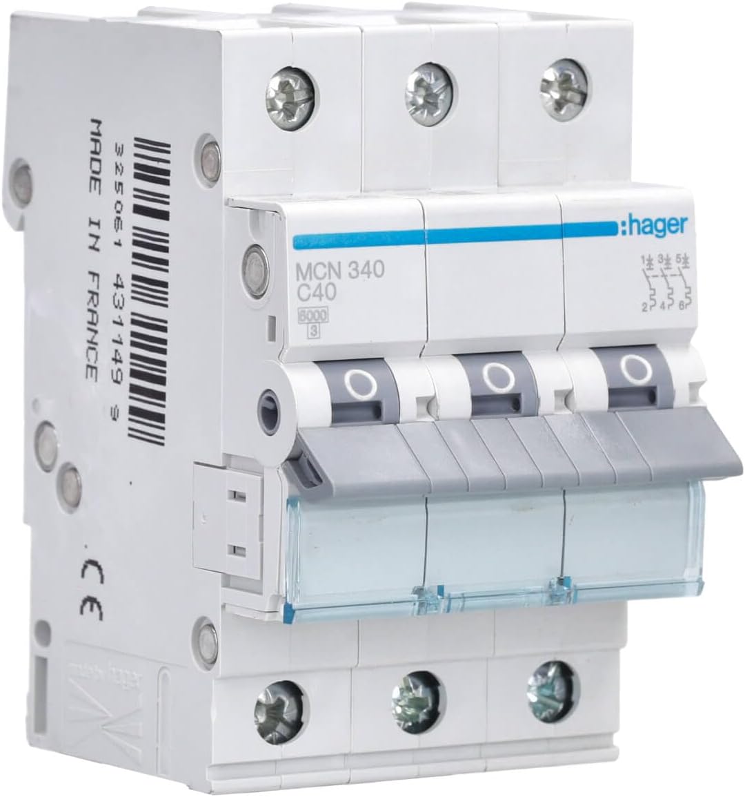 Busch-Jaeger Hager Miniature Circuit Breaker Three Pole 40A 6Ka Tp Mcb Type C Mcn340 *Onekonekt*