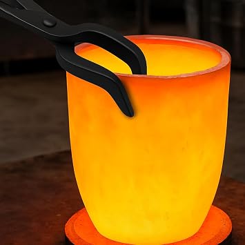 14 Crucible Tongs With Curved Tips | Rubberized Non-Slip Handles | Heat Resistant | Great For Metal Casting, Jewelry Making, Chemistry Lab Environments