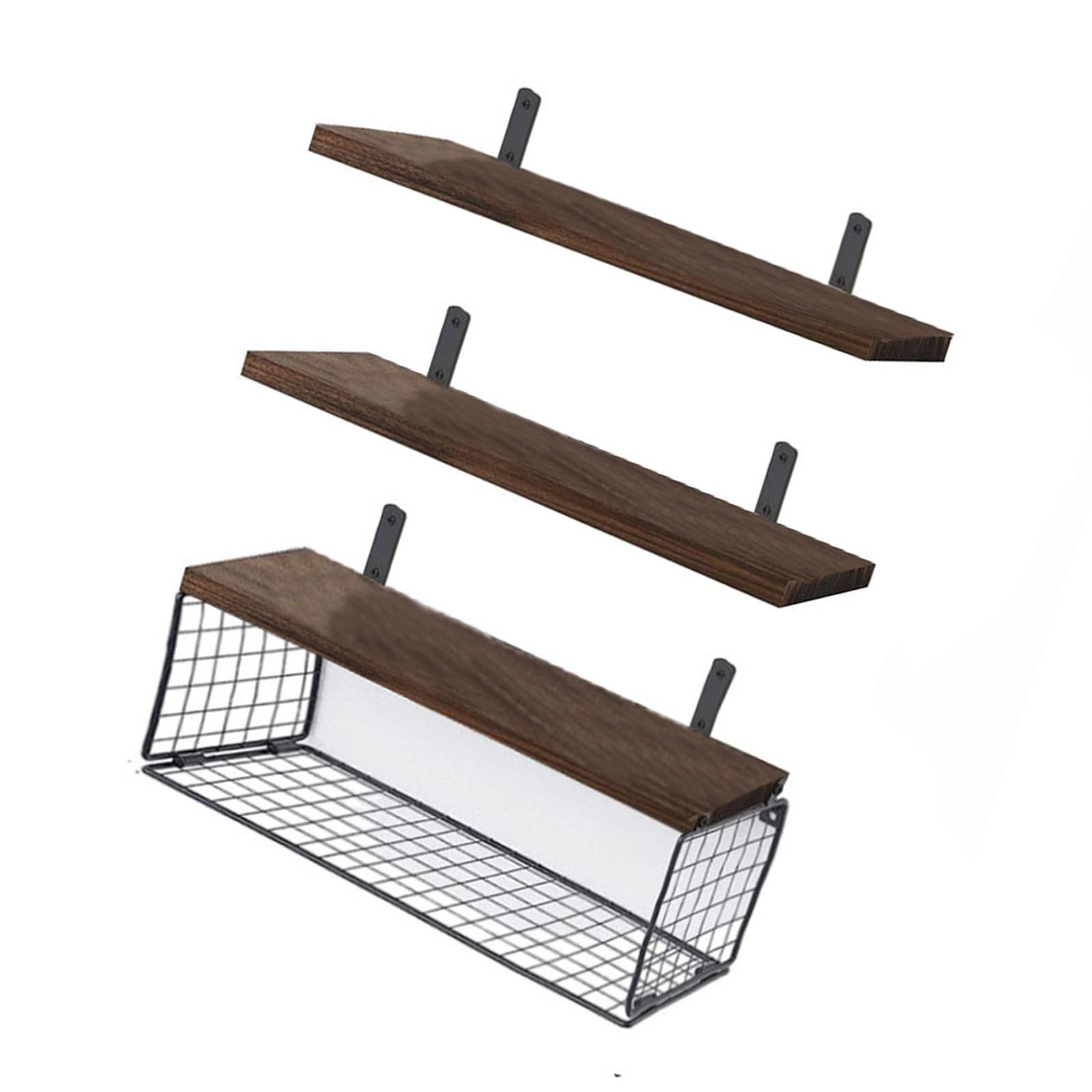 SaryEdge Sturdy Wall Mounted Floating Shelves Set of 3 - Space-Saving Wooden Bathroom Storage for Over Toilet - Stylish & Functional Home nization Solution,Pau,Paulownia Reburned