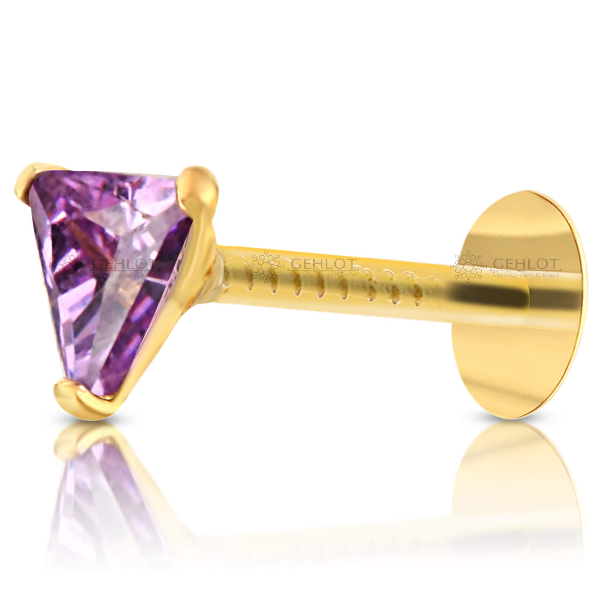 GEHLOT ; OneStep Towards Online 12karat Yellow Gold Nose Pin Stud | Triangle Design Diamond Piercing Nose Stud | For Women and Girls - Purple (B091CQRCKL) Amazon Price History, Amazon Price Tracker