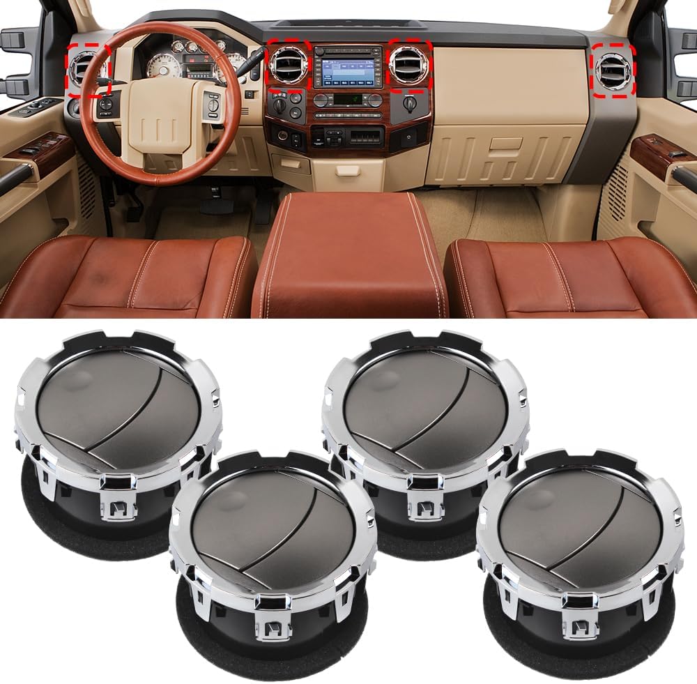 4 PCS Dashboard Air Conditioning AC Heater Vent Interior Set silver Compatible with Ford F250 F350 F450 F550 2011-2016 Replaces DC3Z-19893-BA DC3Z19893BA