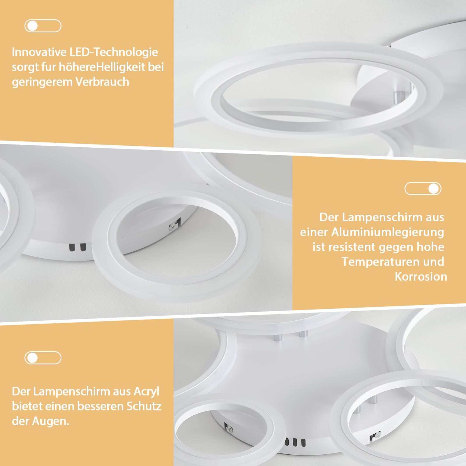 Lampada da soffitto dimmerabile, 100CM Plafoniere LED 60-120W a risparmio energetico con app, telecomando, cambia colore, per soggiorno, camera da letto, cameretta dei bambini