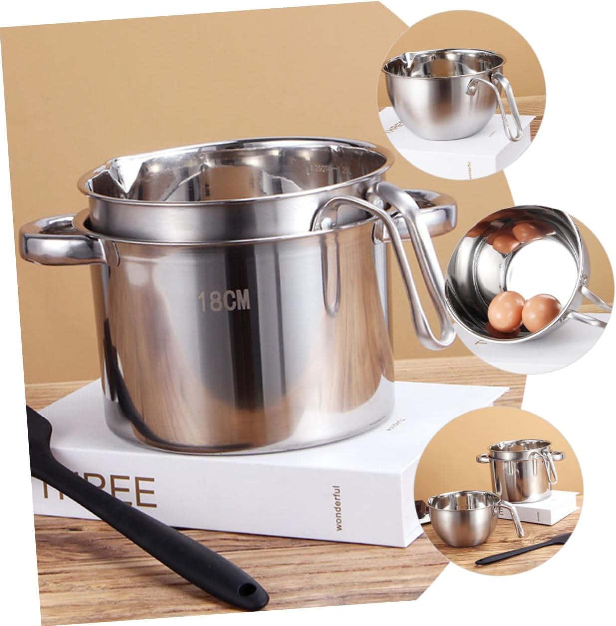 Double Boiler Pot Stainless Steel Melting Pot for Cheese Chocolate Easy Clean Compact Design Kitchen Gadget