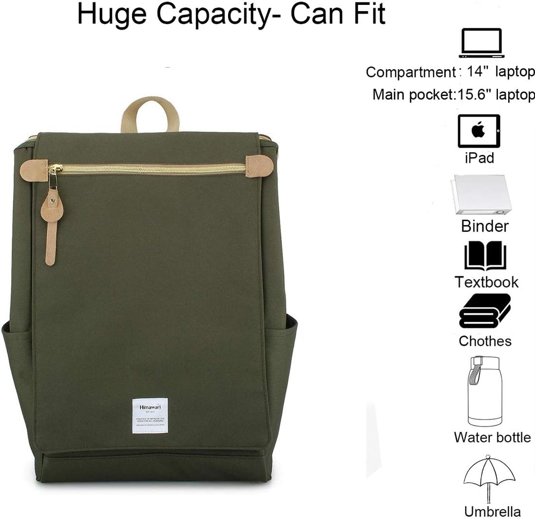 Limited Stock Himawari Travel School Backpack with Laptop Compartment for Women Men 15.6 inch- Green New Deal Himawari Travel School Backpack with Laptop Compartment for Women Men 15.6 inch- Green