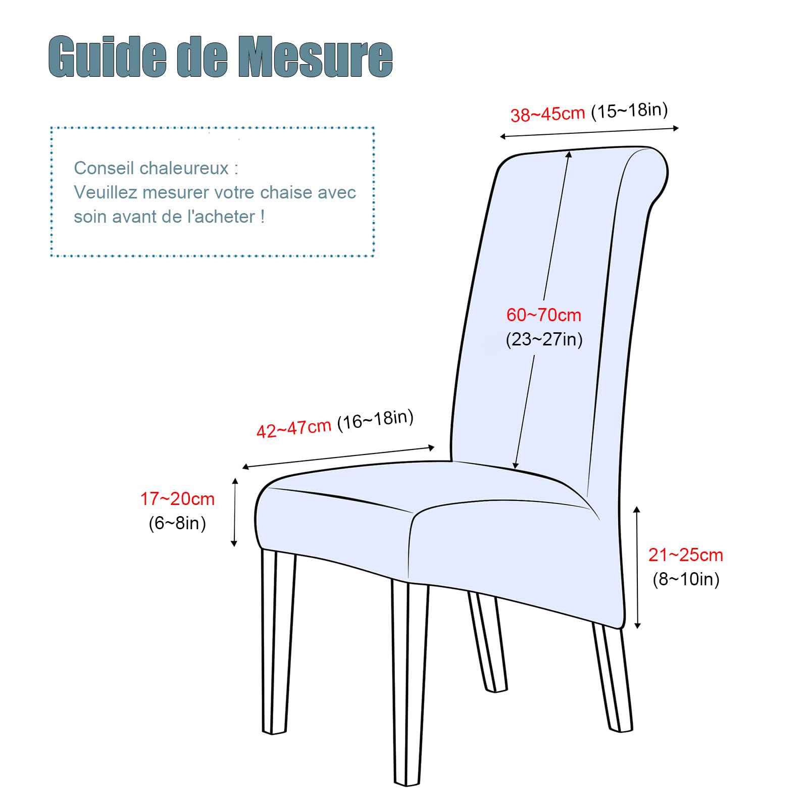 qiden Housses De Chaise De Salle à Manger en Velours, Housse Extensible pour Grande Chaise, Housse De Chaise à Dossier Haut Protecteur De Chaise XL-Vert foncé-Pack of 6