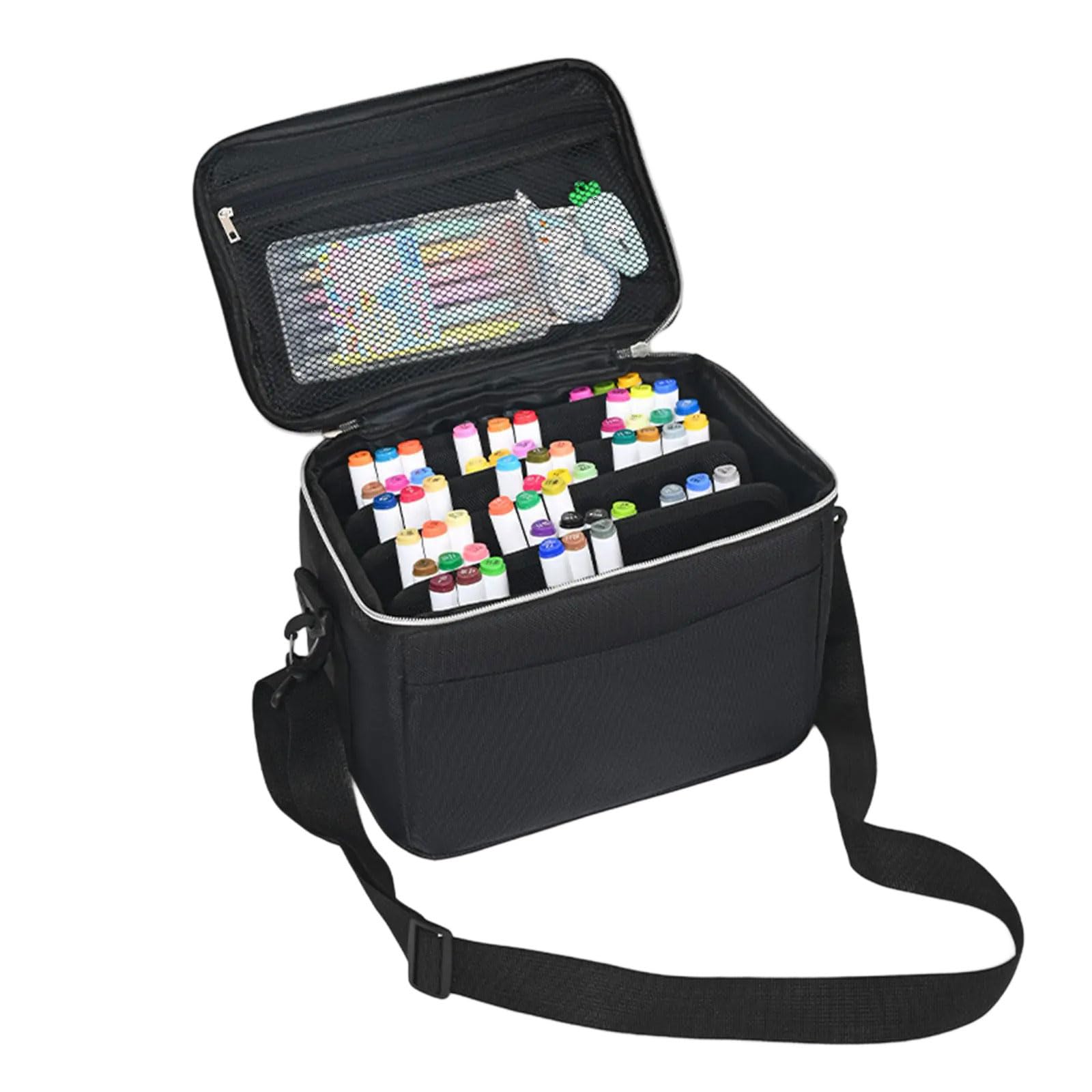 Estuche de transporte multifuncional con 120 ranuras y correa para el hombro, de gran capacidad, para bolígrafos artísticos, bolsa de transporte de gran capacidad