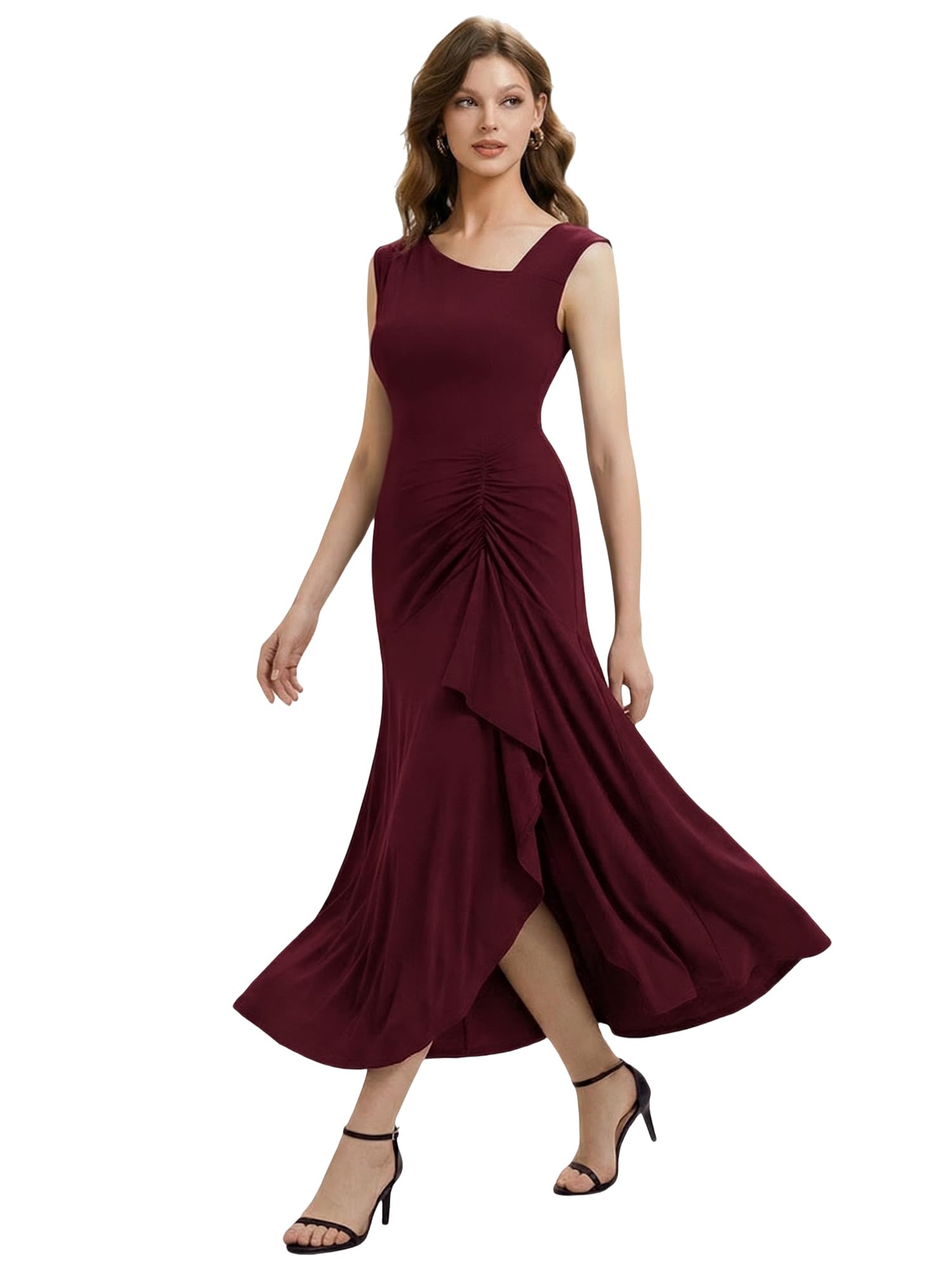 Ever-Pretty Vestido de Noche Chic Cuello Asimétrico Sin Mangas Punto Maxi Vestido de Sirena EE02673