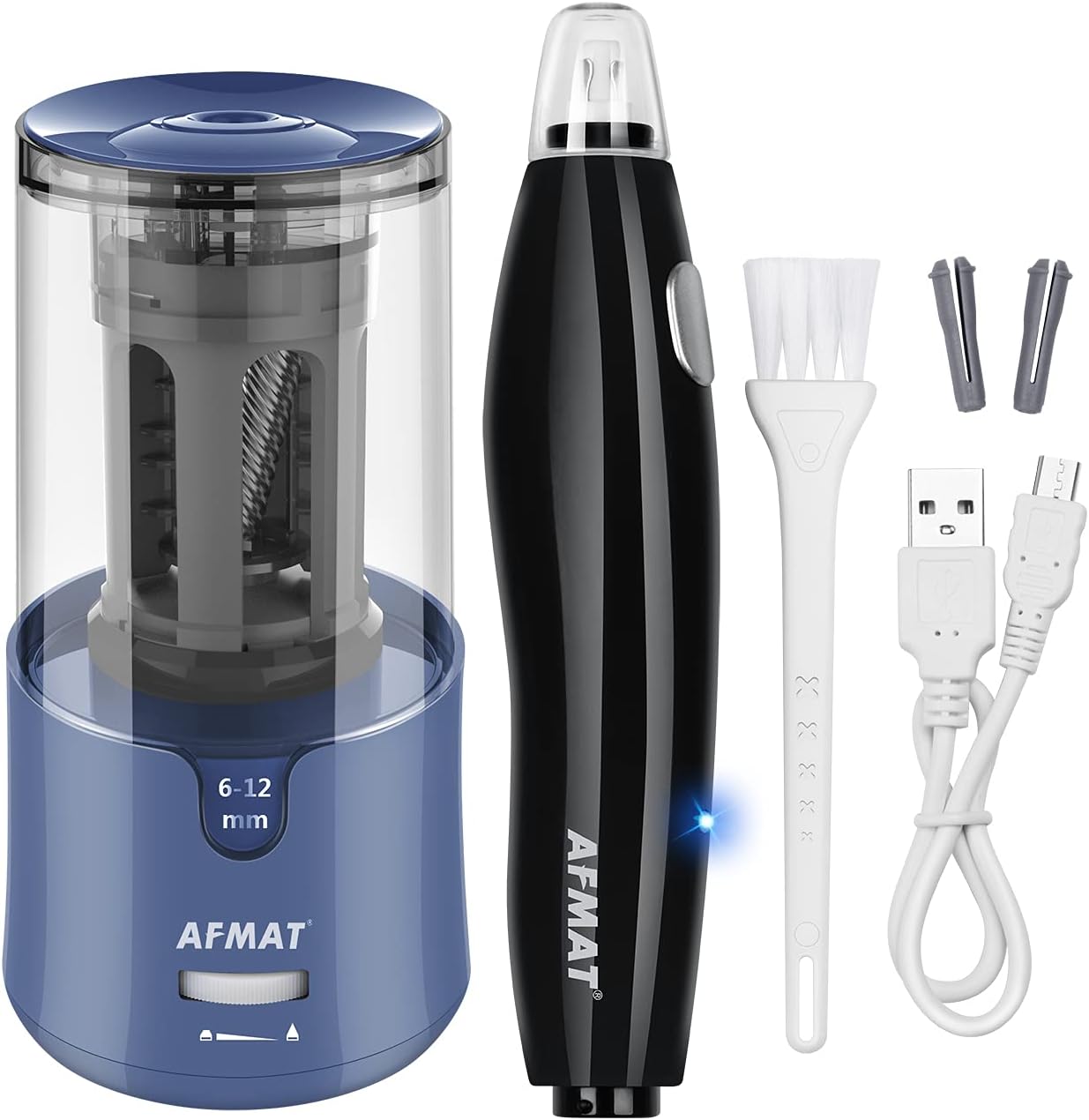AFMAT Electric Pencil Sharpener & Rechargeable Eraser Kit, Auto Stop & Fast Sharpen, 140 Eraser Refills, Good for Drafting, Drawing, Crafts, Arts