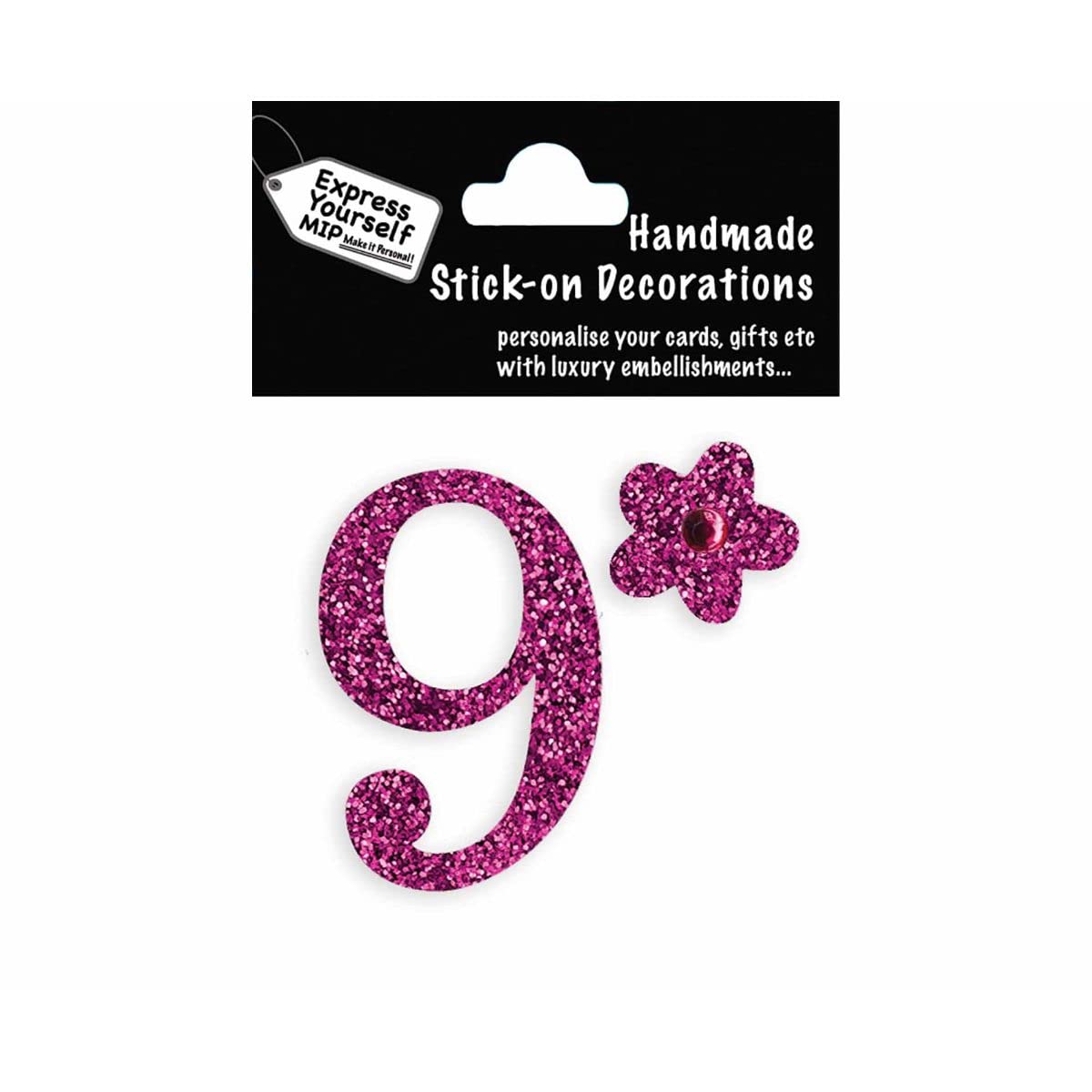 Express Yourself DIY, self Adhesive, Pink Number 9, Topper - Ideal for Card Making, Scrapbooking, Papercrafts, Childrens Crafts etc