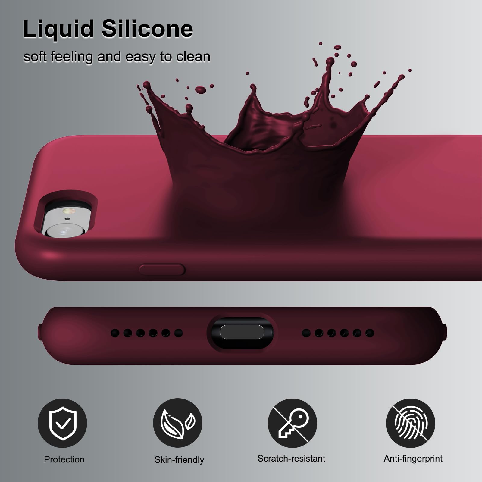 TAXXOE Liquid Silicone Case Compatible with iPhone SE 2020/2022, iPhone 8/7, 4.7 Inch, Soft-Touch, Shockproof, DustProof - Image 3