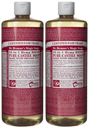 Savon liquide Castile Dr. Bronner's formule concentrée à la rose véritable