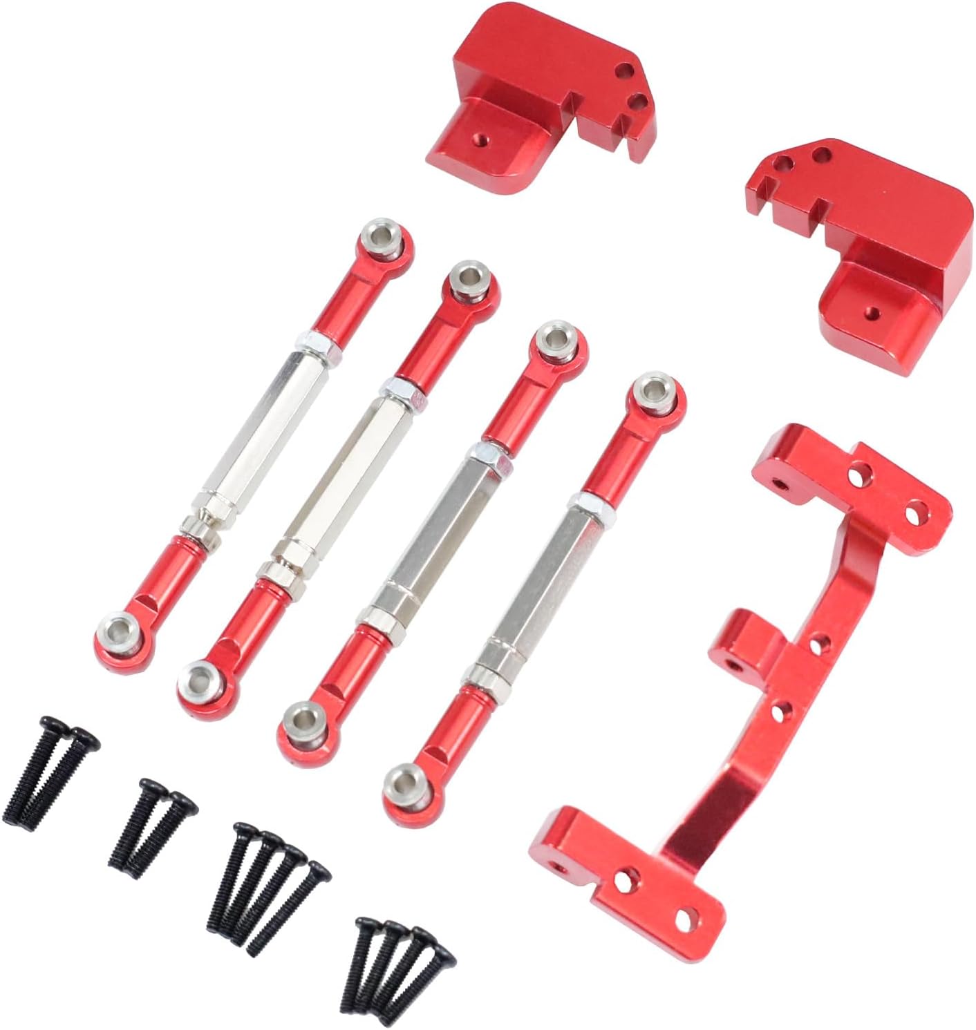 Keeda Rear Axle Leaf Spring Upgrade Four-Link Bracket Kit for 1/12 MN82 MN82S MN82PRO MN82T RC Cars, Upgrade Kit for 1/12 MN82 LC79 RC Cars (Red)