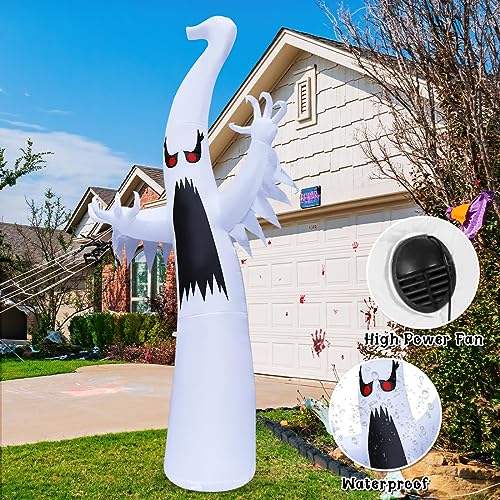 Image of GOOSH 6 FT /12 FT Halloween Inflatables Ghost Outdoor Decorations Blow Up Yard Scary Red Eye Dimming Ghost with Built-in Colorful LEDs for Garden Lawn Indoor Party Decor (12FT)