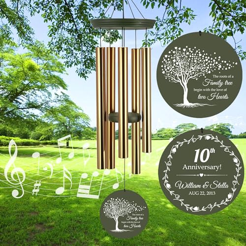 Image of ASTARIN Tree of Life Wind Chimes, Personalized Wind Chimes for 50th Anniversary for Parents Couple, Romantic Idea for Mom Dad Keepsake Gifts