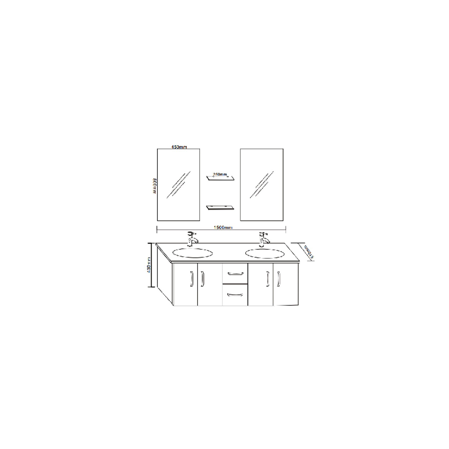 Simba Srl Mobile Bagno Ice arredo Bagno arredobagno 150 cm Nero Laccato Mobile + lavandini + 2 specchi + 2 miscelatori Completo Moderno Il Piu Venduto …