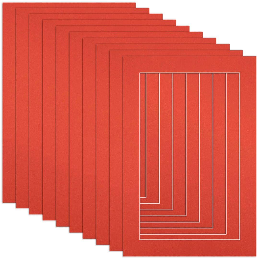 Procut Global 12x8" Poppy Red Picture Mounts to Fit 10x6" Aperture - Precision Cut Cardboard Photo Mount - Ideal for Frames, Prints, Artwork & Certificates - Sizes & Colours Available - 10 Pack
