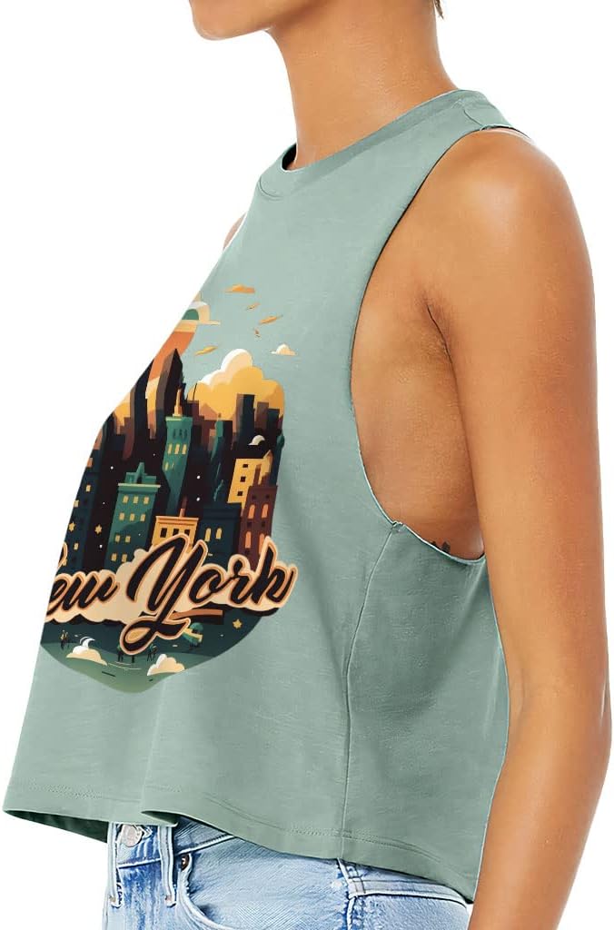 New York Racerback Cropped Tank - Cityscape Women's Tank - Printed Tank Top