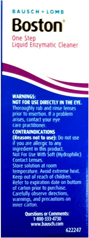 Boston One Step Liquid Enzymatic Cleaner Protein Remover for Rigid Gas Permeable Contact Lenses, 15-Week Supply