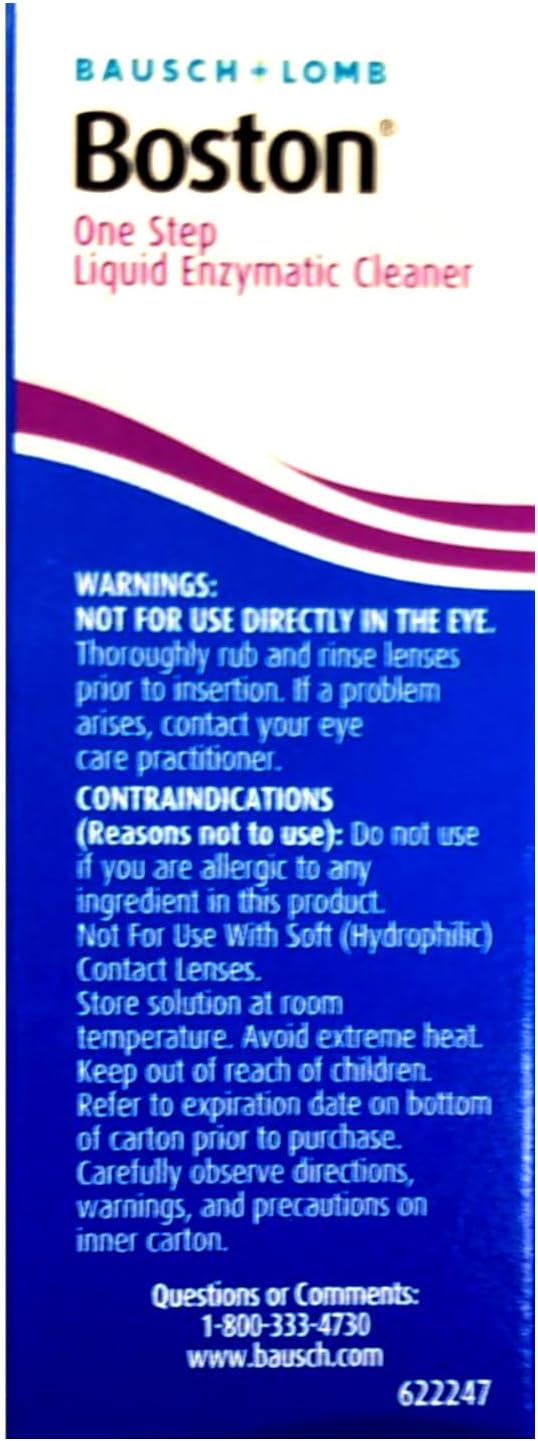 Boston One Step Liquid Enzymatic Cleaner Protein Remover for Rigid Gas Permeable Contact Lenses, 15-Week Supply