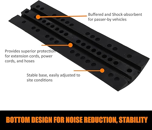 Miniatura 8 de Towallmark 3.3 Ft Rubber Speed Bump, 2 Pack 2 Channel Modular Heavy Duty Speed Bumps Humps 25000 lbs Load Capacity, Cable Protector Ramp for Asphalt