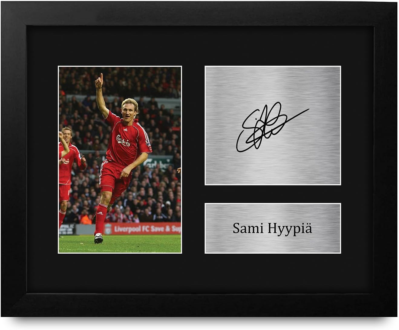 HWC Trading Sami Hyypia Liverpool Gifts Printed Signed Autograph Picture for Soccer Fans and Supporters - US Letter Framed (ID-008893)